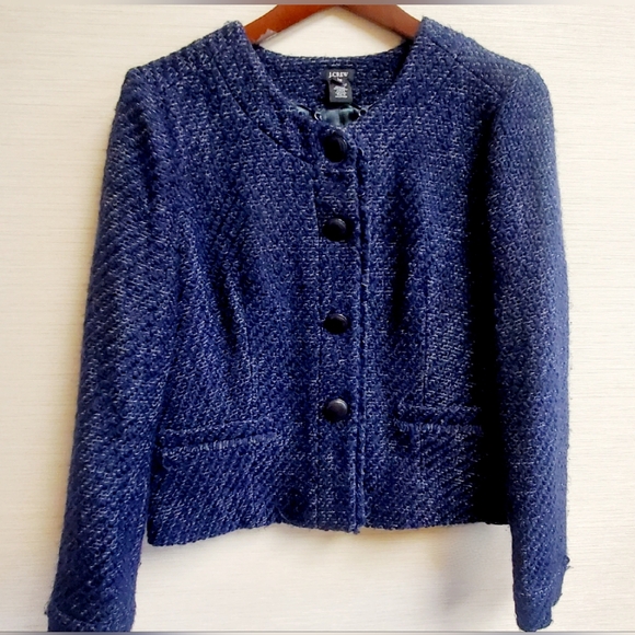 J Crew rare vintage Timeless tweed boucle jacket, 14 deep blue - Picture 1 of 4